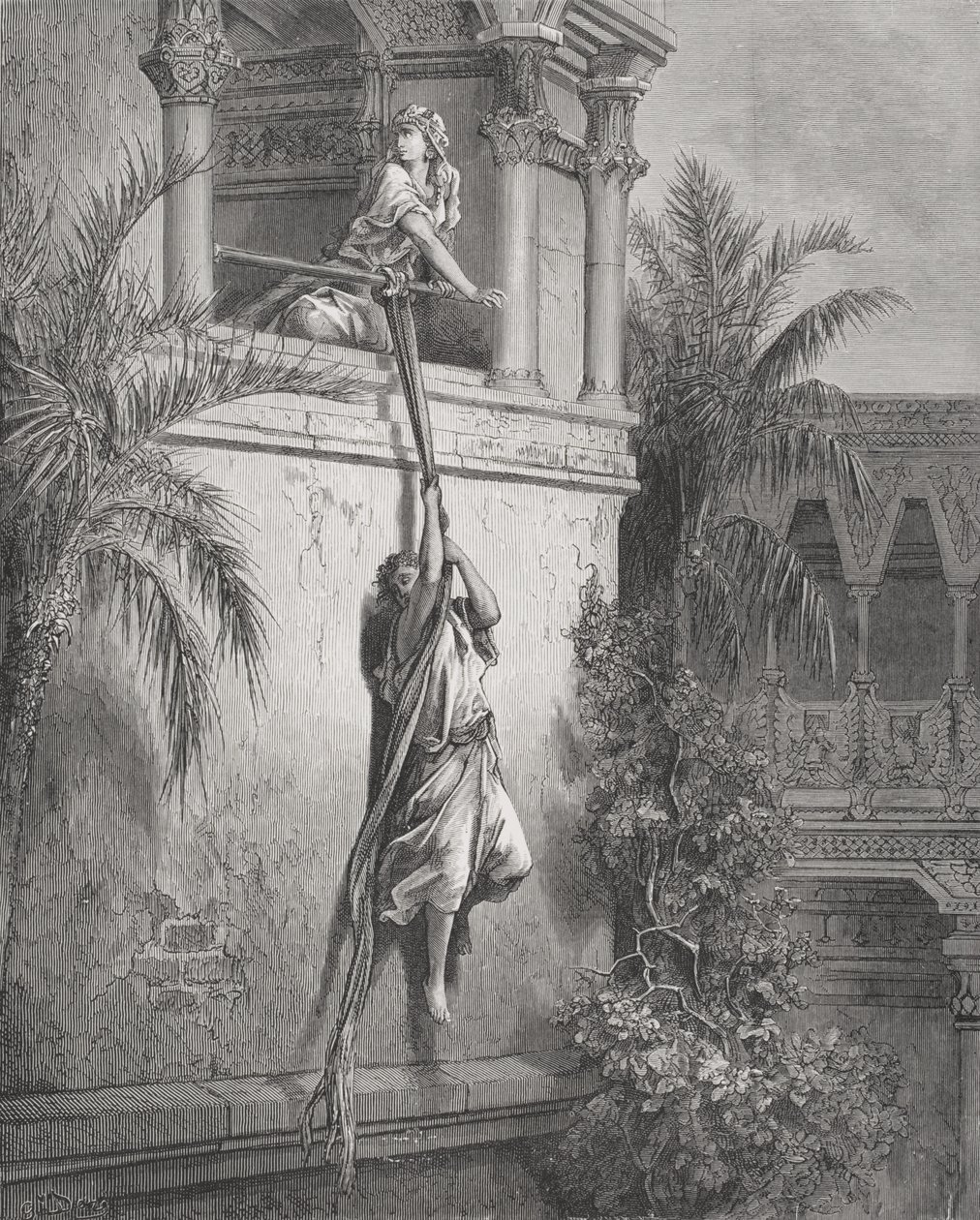 The Escape of David Through the Window, Illustration from Dore