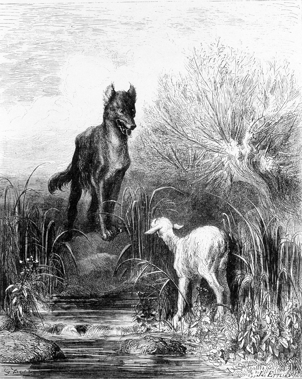 The Wolf and the Lamb Fables from La Fontaine by Doré by Gustave Dore