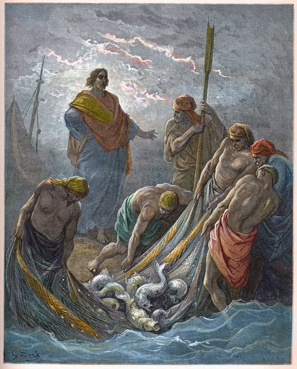 The miraculous draught of fishes - Engraving in 