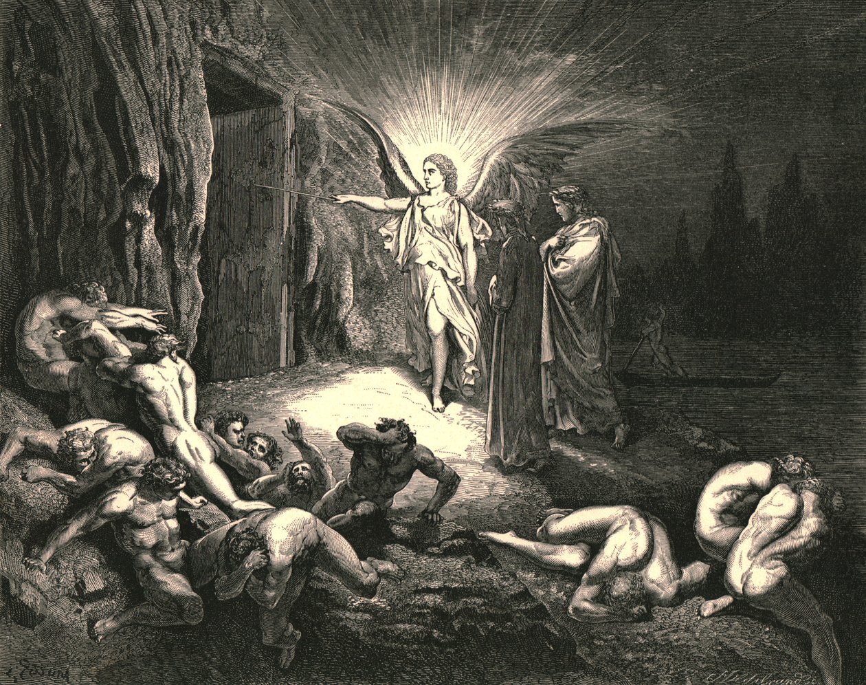 To the gate he came, and with his wand touched it, c.1890 by Gustave Dore