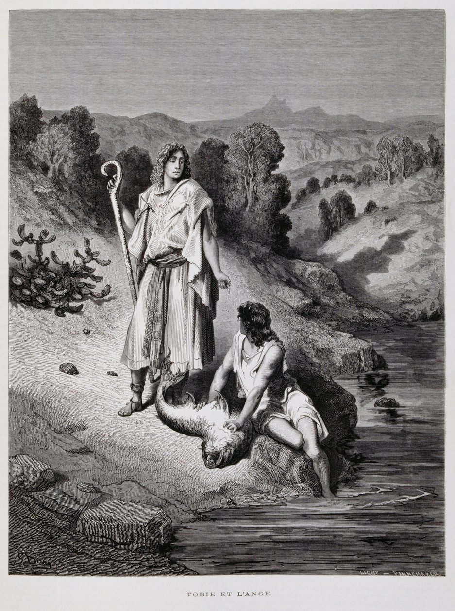 Tobias and the Angel, Illustration from the Dore Bible by Gustave Dore