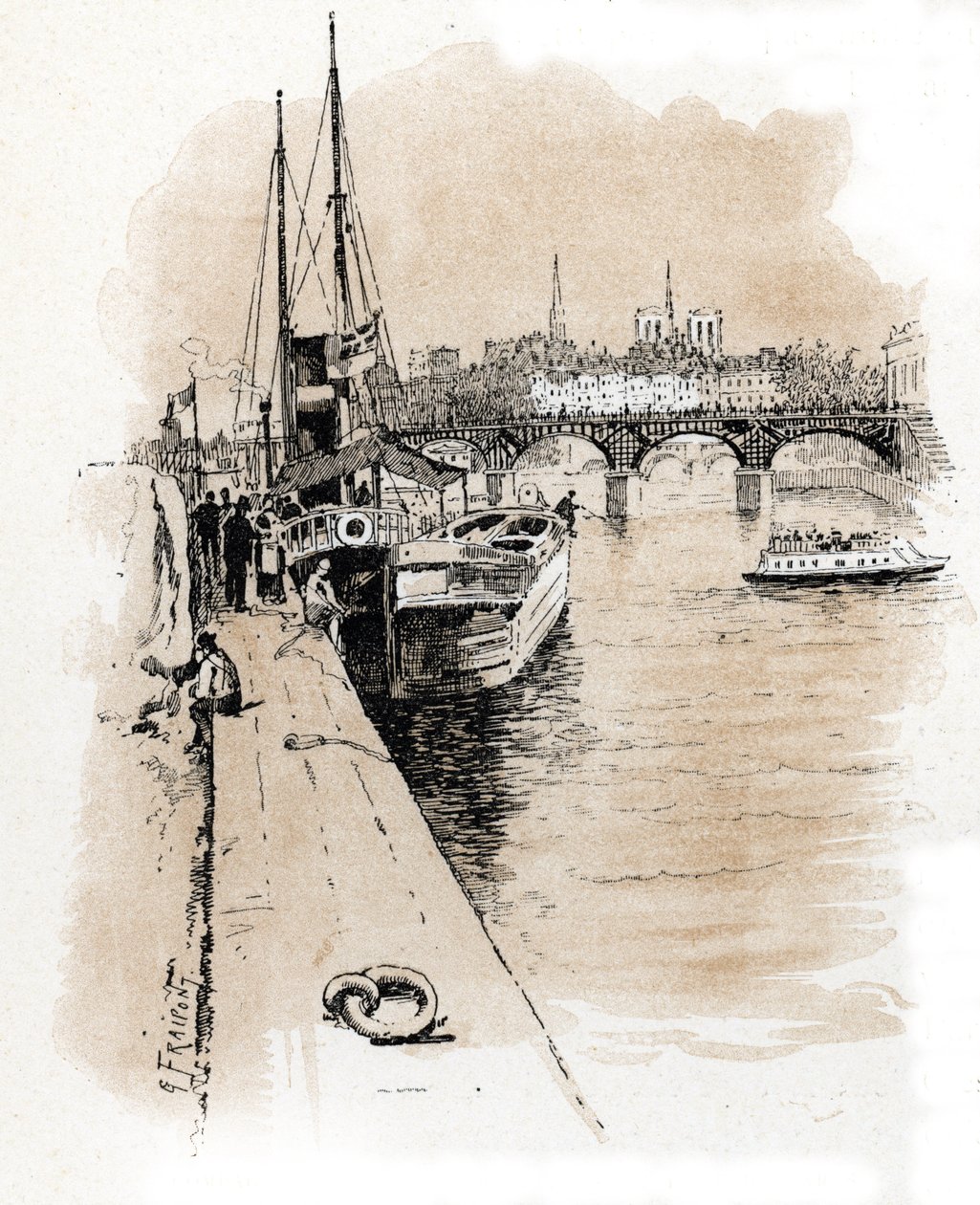 View of the Company Seine et Thames Whose Boats Connect Paris and London by Gustave Fraipont