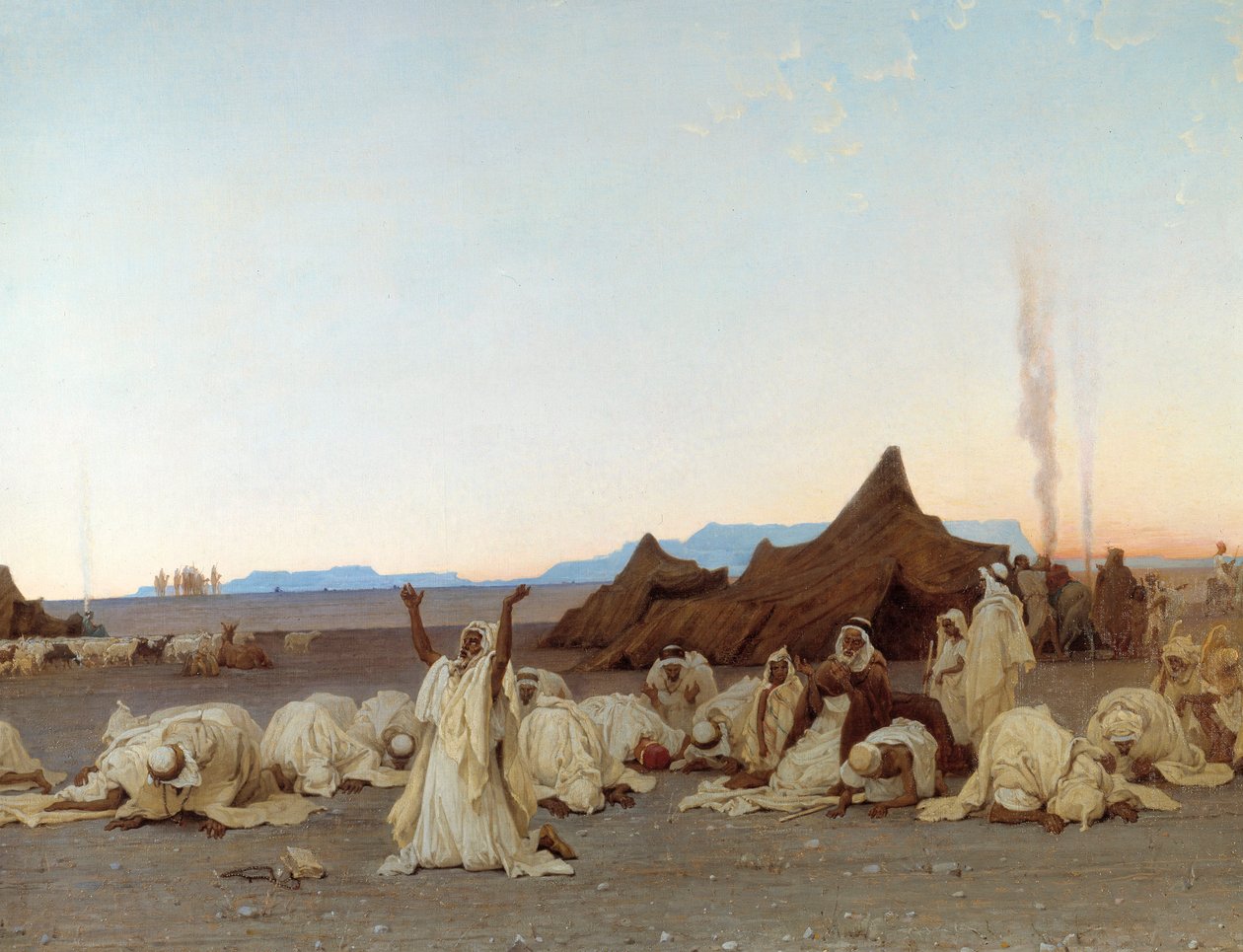 Evening Prayer in the Sahara Desert (detail) by Gustave Guillaumet