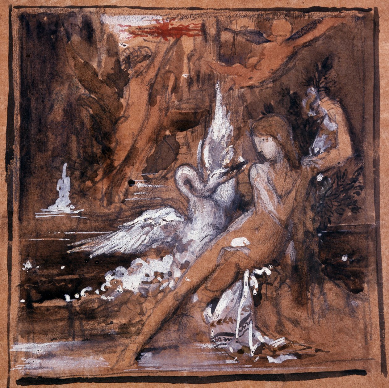 Leda and the Swan. Drawing by Gustave Moreau (1826-1898) by Gustave Moreau