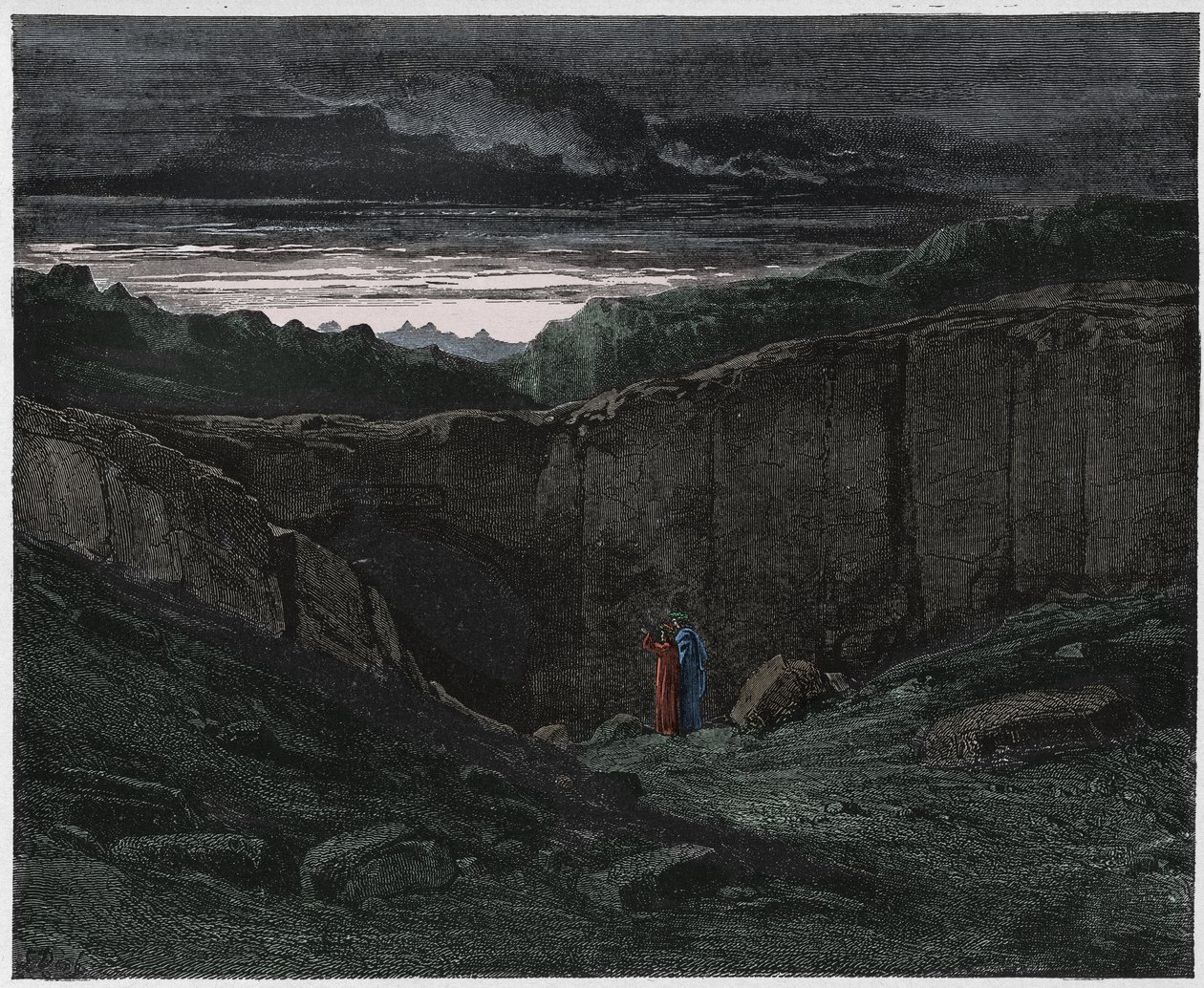Inferno, Canto 3: Virgil and Dante at the gates of Hell (illustration from The Divine Comedy) by Gustave after Dore