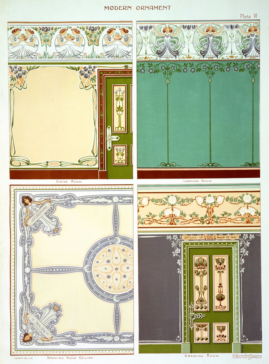 Designs for wall and room treatments, ceilings, dadoes, friezes etc, plate VI from 