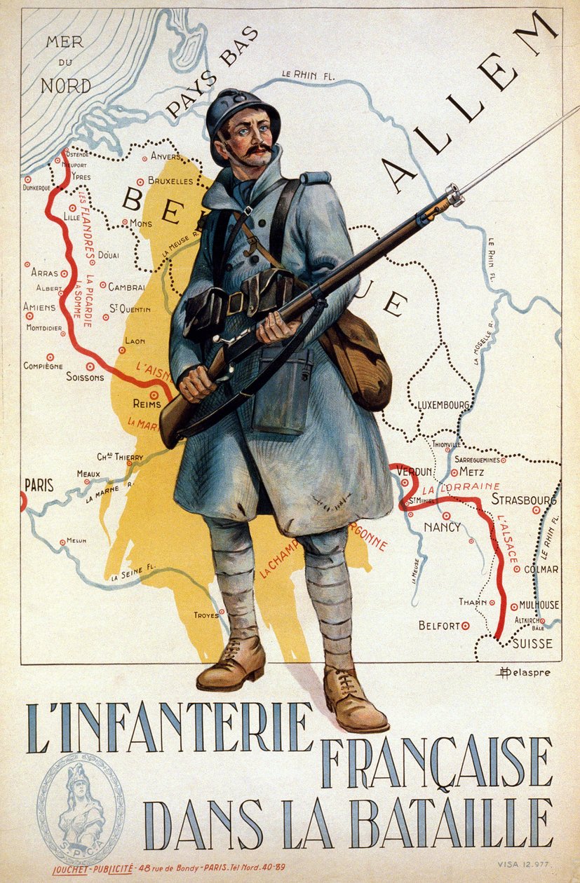 French infantry in battle (the red line represents the Hindenburg line) - ill. by H. Delaspre by H. Delaspre