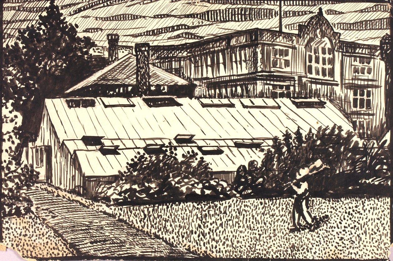 Untitled (Figure and Buildings) by H. Lyman Sayen