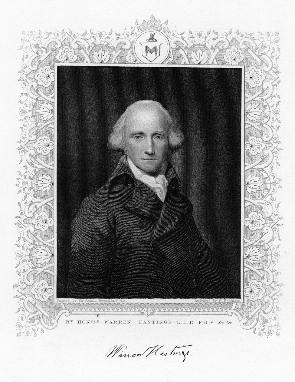 Warren Hastings, the First Governor-General of British India, 19th Century by H. Robinson
