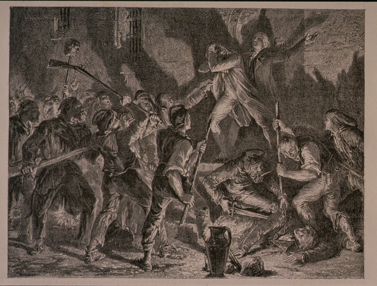 The Massacre in the Prisons in September 1792, Engraved by Jean-Baptiste Charles Carbonneau by H. de la Charlerie