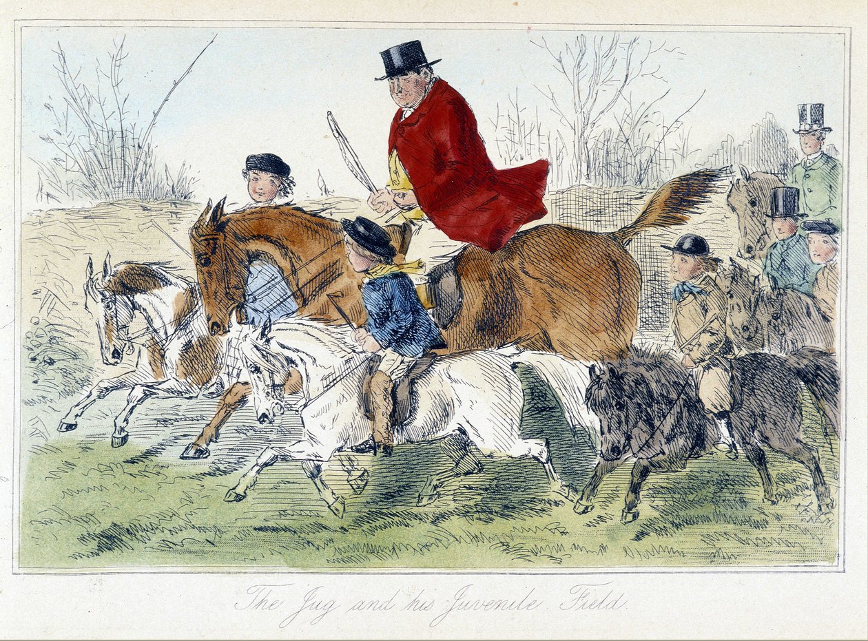 Hunting Scene, English Caricature About Fox Hunting from 