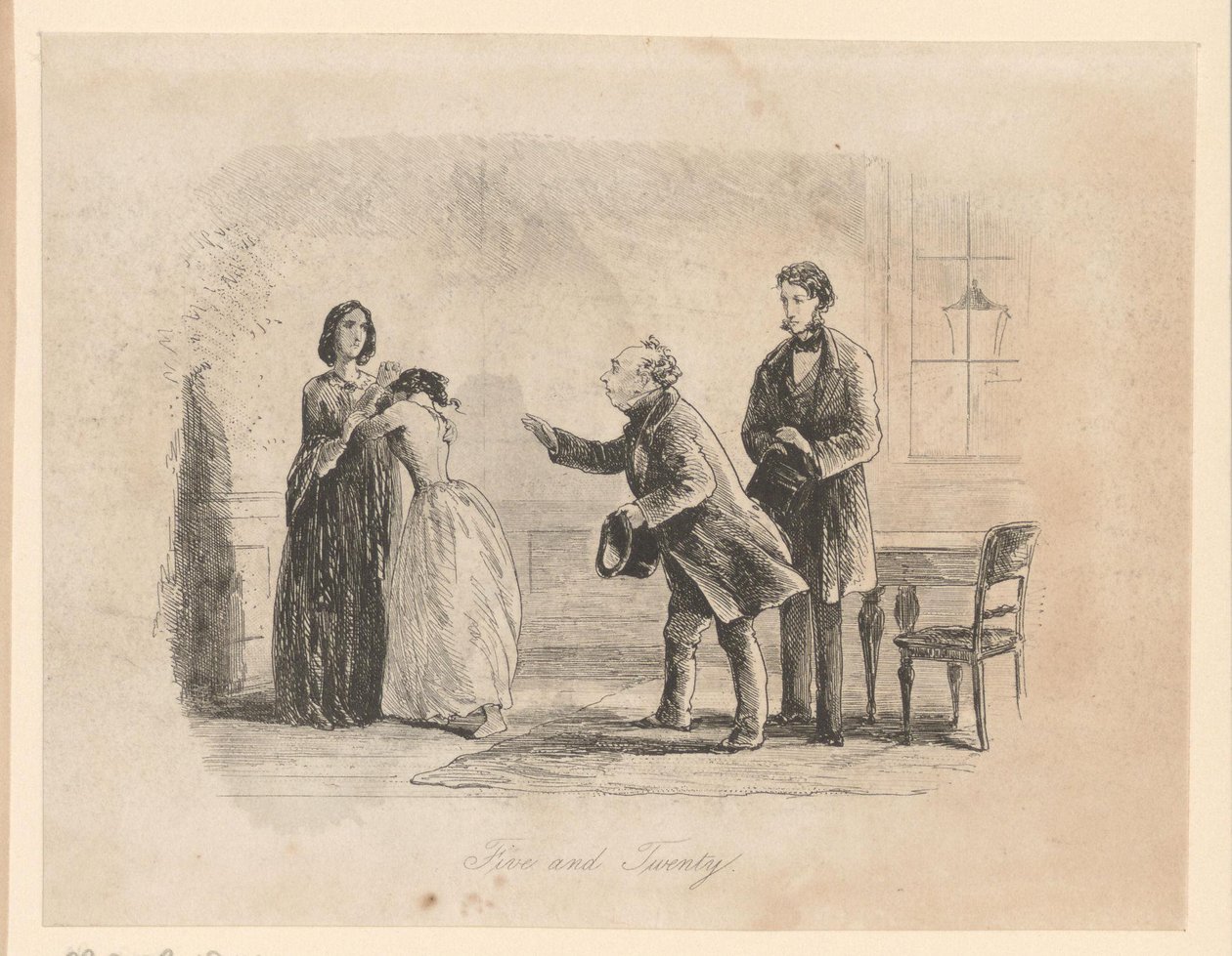 Mr. Meagles Tries to Convince Tattycoram to Come, but She Turns to Miss Wade by Hablot Knight Browne