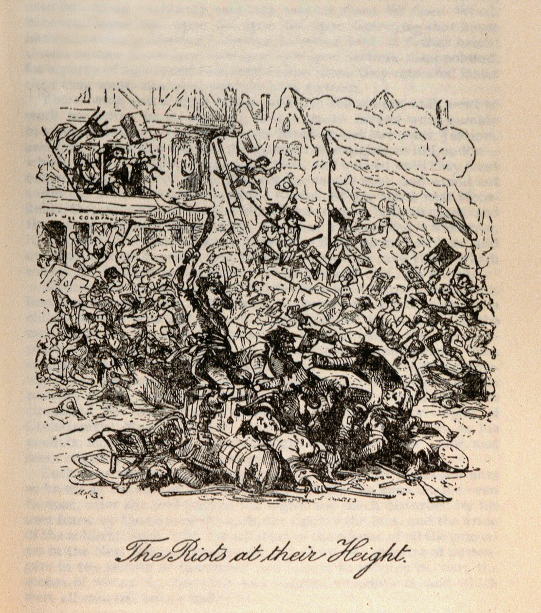 The Riots at Their Height by Hablot Knight Browne
