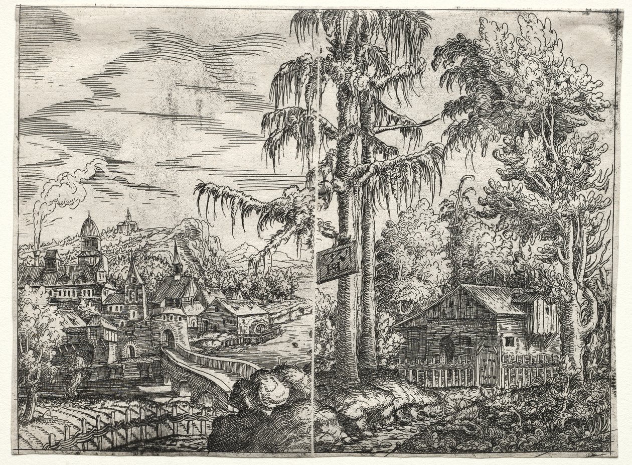 Landscape with the Town on a River and The Cottage between Trees by Hanns Lautensack