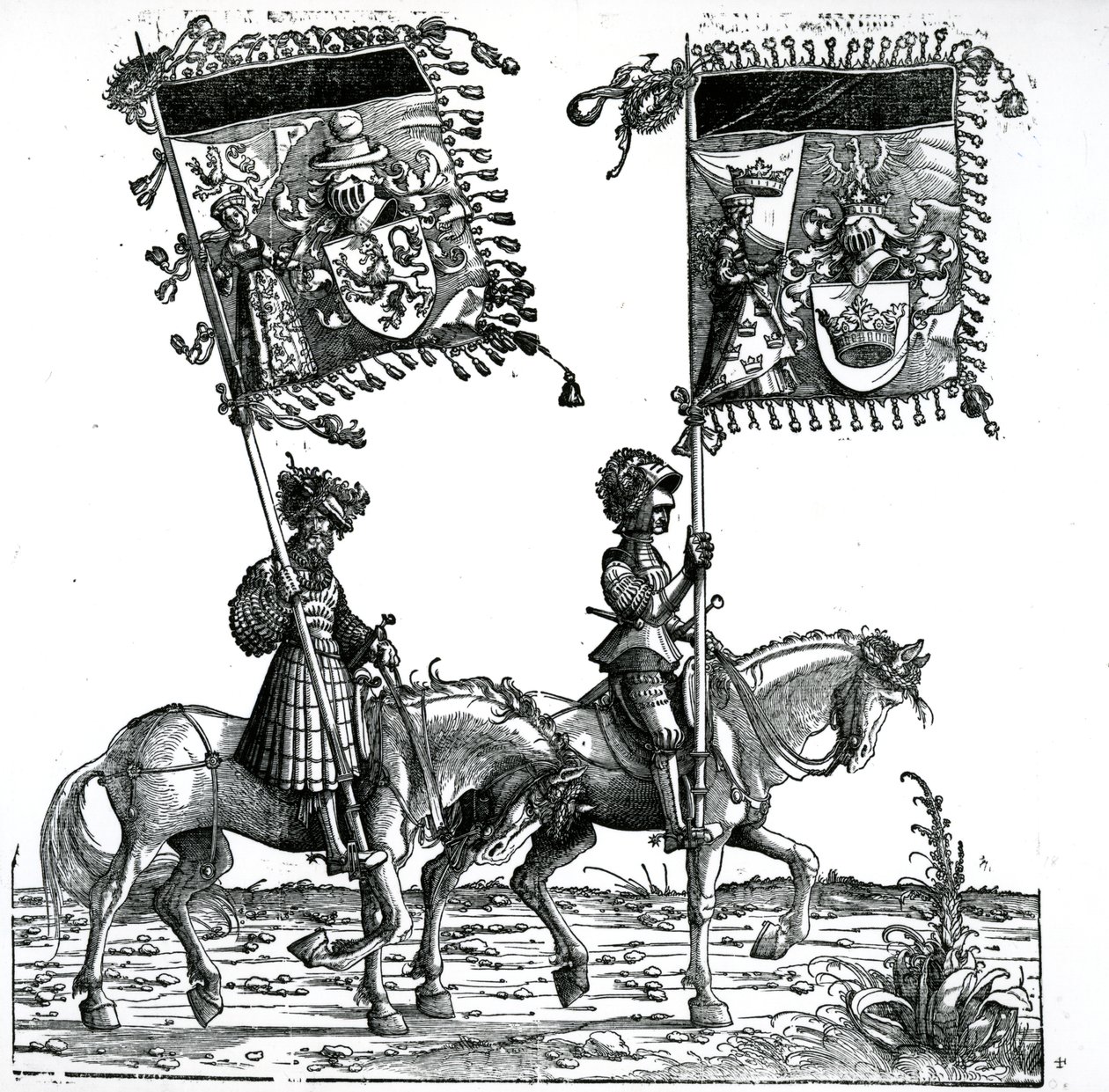 Two Knights, from the Triumphal Procession of the Emperor Maximilian I, c.1517 by Hans Burgkmair
