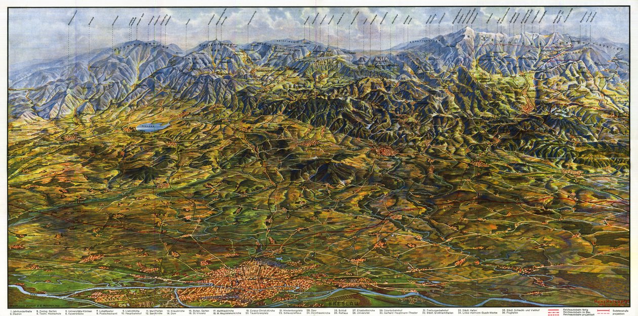Panorama of Lower Silesia and Sudetes by Hans Holzapfel