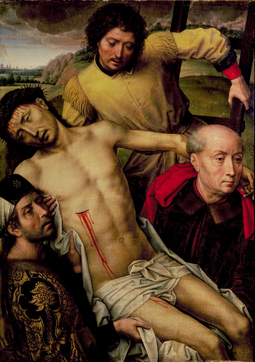 Descent from the Cross, Left Hand Panel from the Deposition Diptych, c.1492-94 by Hans Memling