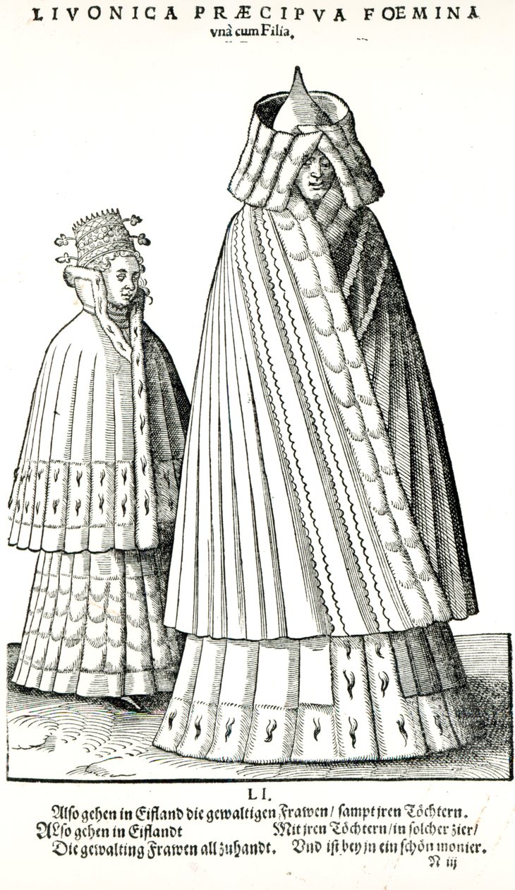Costumes of a Livonian Noblewoman and Her Daughter, 1577 by Hans Weigel