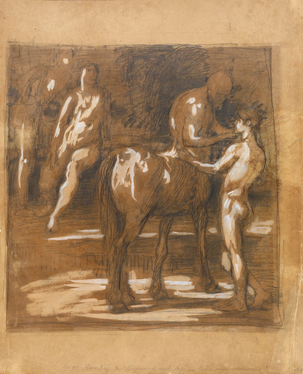 Study Sheet with Centaur and Two Figures by Hans von Marées
