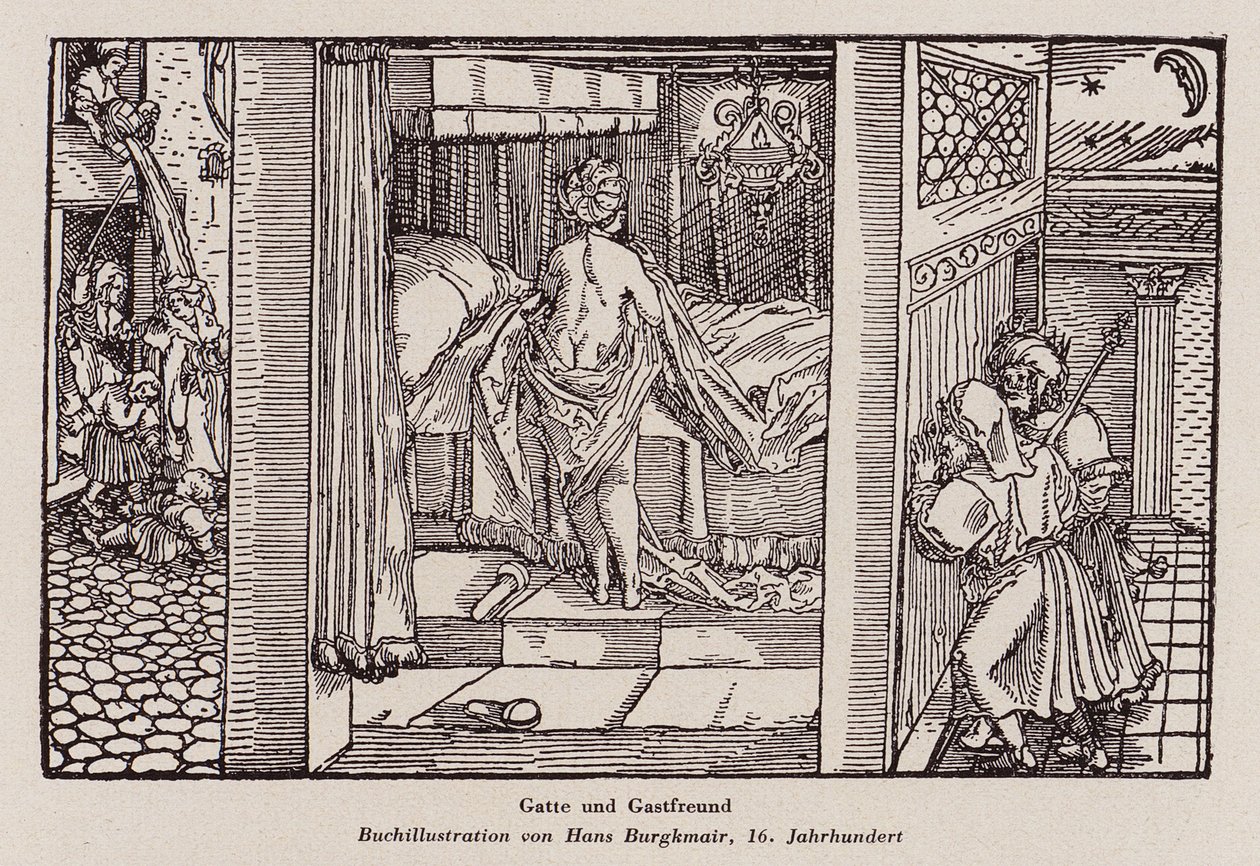 Voyeurism: Husband Allowing His Friend to Watch His Wife Undressing by Hans (after) Burgkmair