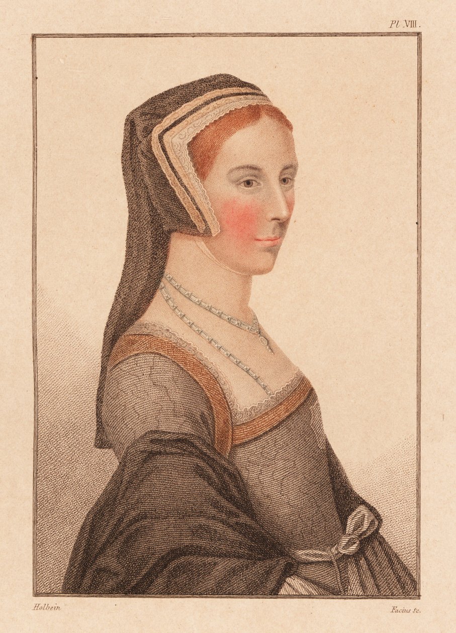 Anne Cresacre, aged 15, ward of Sir Thomas More (engraving) by Hans (after) Holbein the Younger