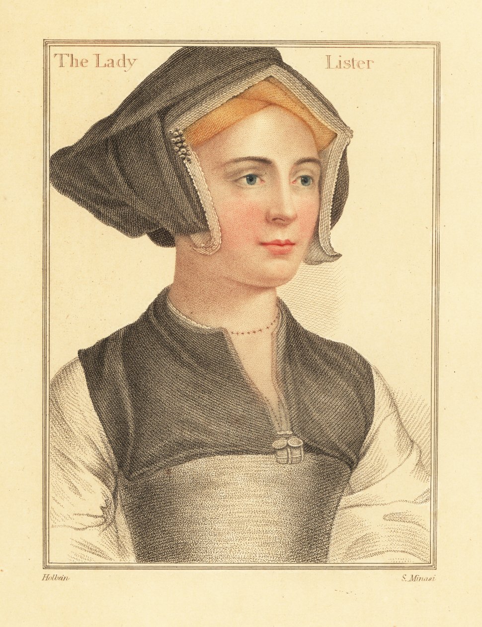 Isabel Shirley, wife to English Chief Justice Sir Richard Lyster (engraving) by Hans (after) Holbein the Younger