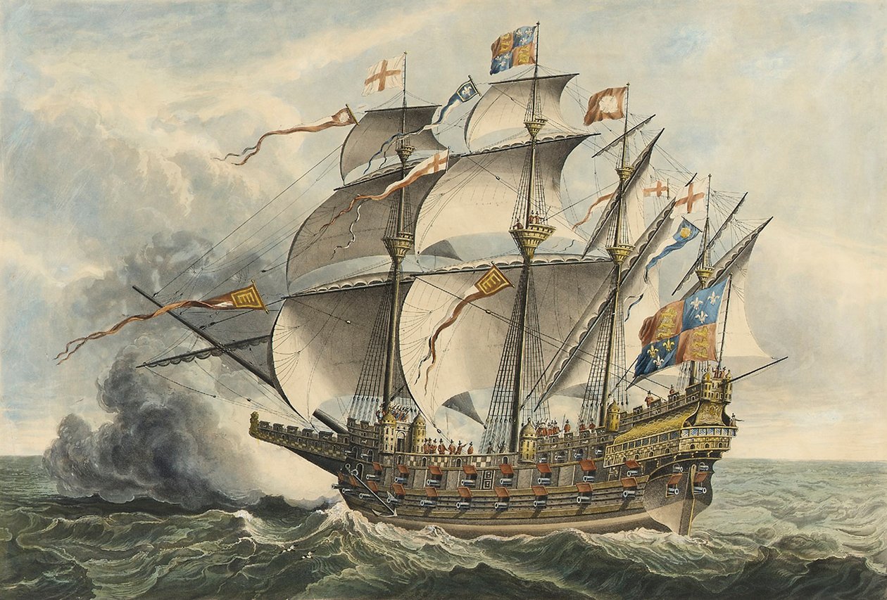 The Great Harry The first ship of War that carried Guns, built at Woolwich in the Reign of Henry VIII by Hans (after) Holbein the Younger