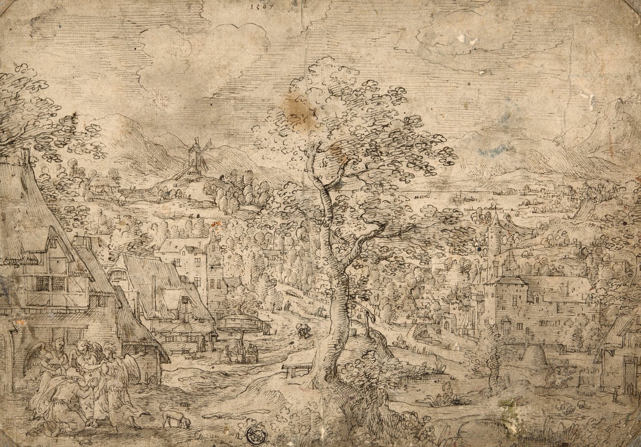 Landscape with Abraham and Angels by Hans Bol