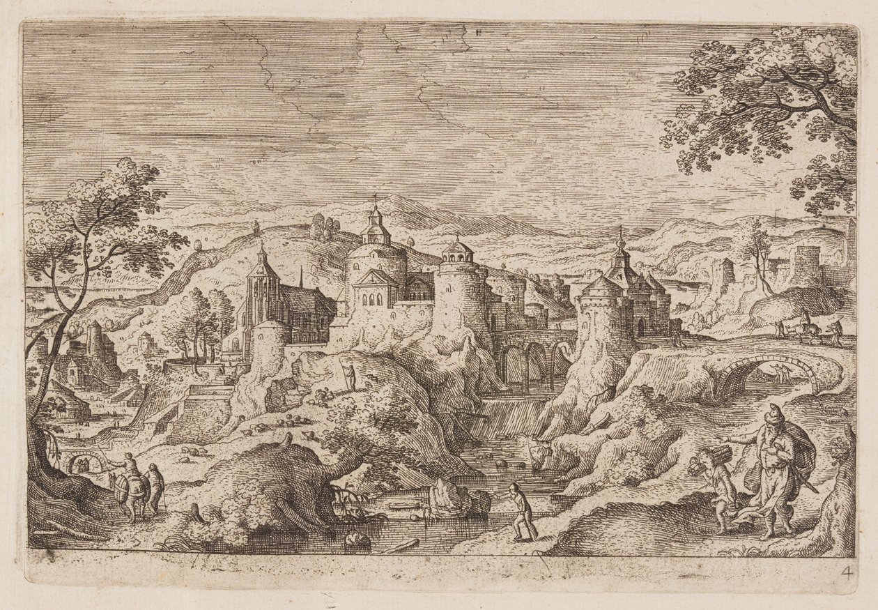 Plate 4, from Landscapes with Scenes from the Old and New Testament and Ovid’s Metamorphoses by Hans Bol