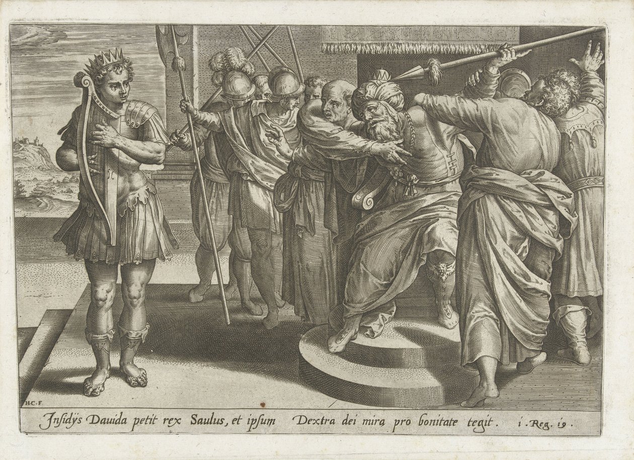 Saul Tries to Kill David (David and Saul series) by Hans Collaert (I)