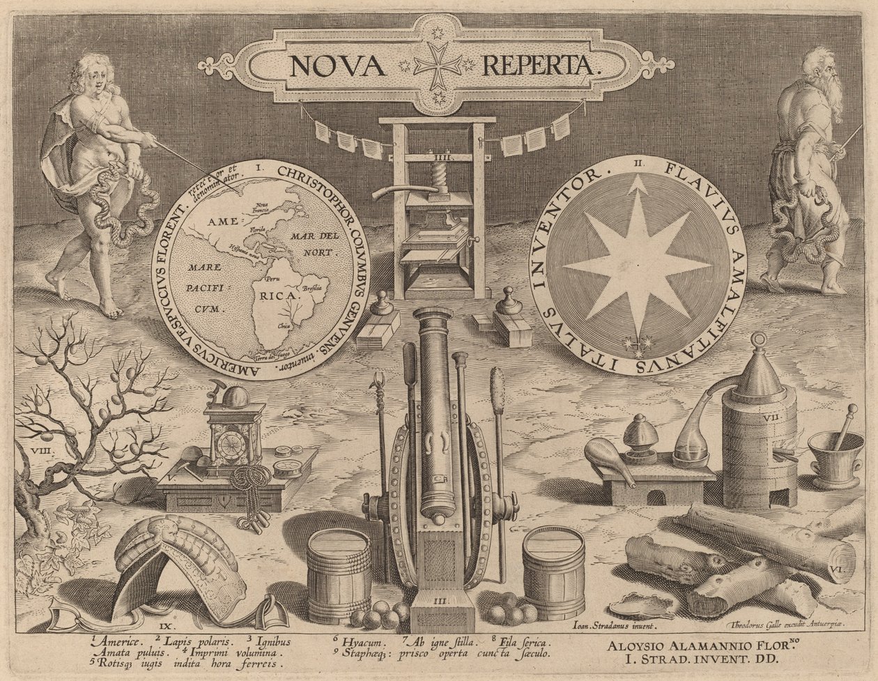 Title Page for Nova Reperta (New Discoveries) by Hans Collaert the Younger after Jan van der Straet