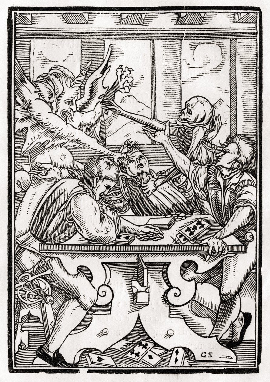 Death and the Devil come for the Card Player by Hans Holbein der Jüngere