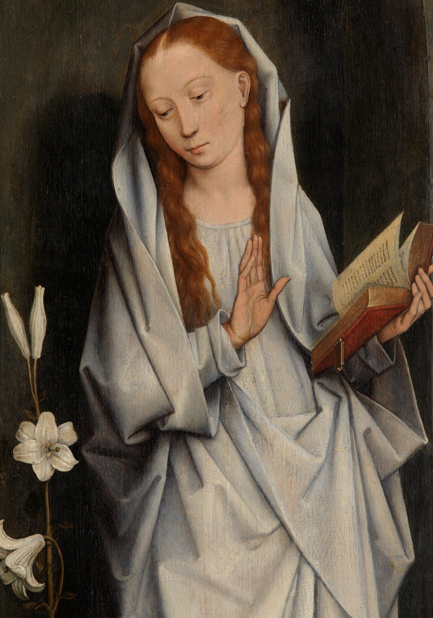 The Virgin, from the reverse of a pair of wings showing the Annunciation (detail) by Hans Memling