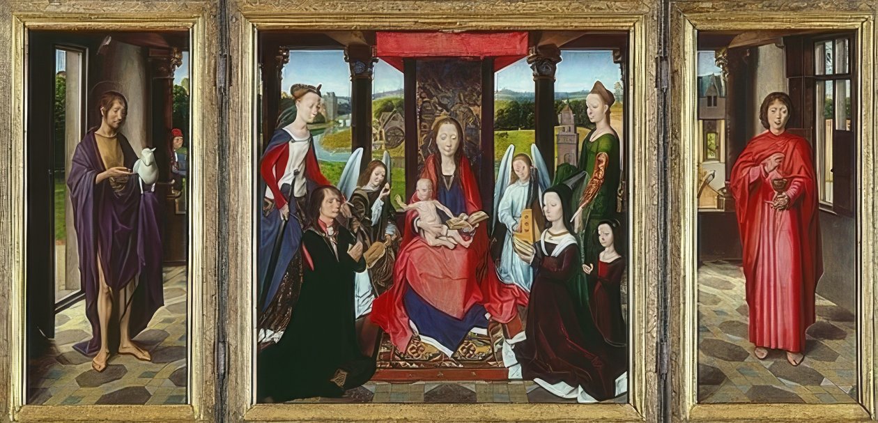 Virgin and Child with Saints (The Donne Triptych). Around 1478 by Hans Memling