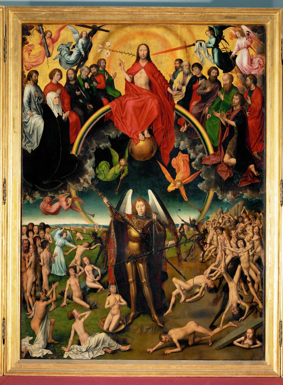 Triptych with the Last Judgement, Center Panel: Judgement and Weighing of Souls by Hans Memling