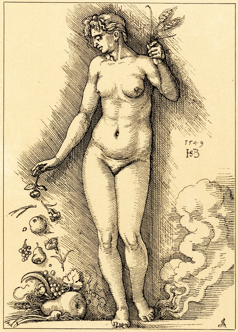 Ceres, Strewing Fruits by Hans Sebald Beham