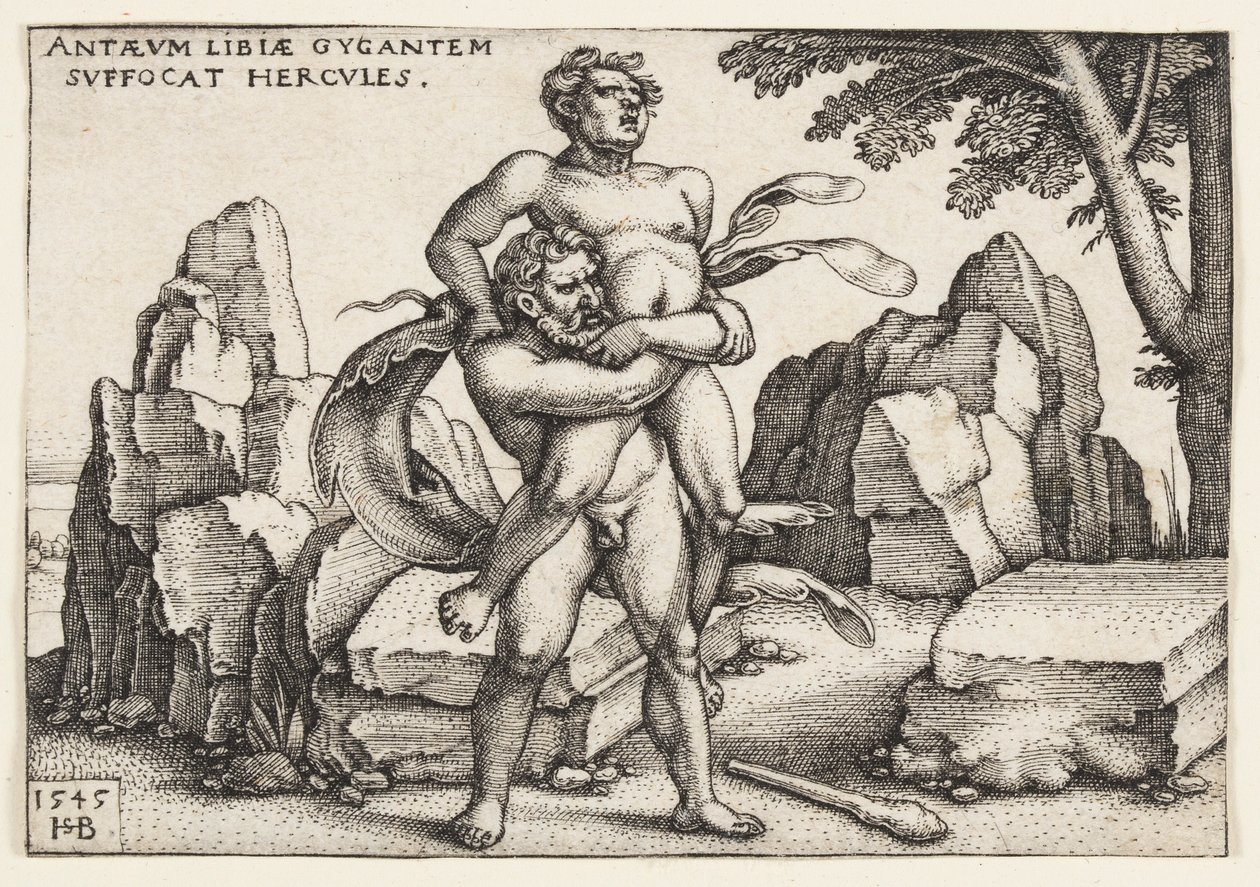 Hercules and Antaeus by Hans Sebald Beham