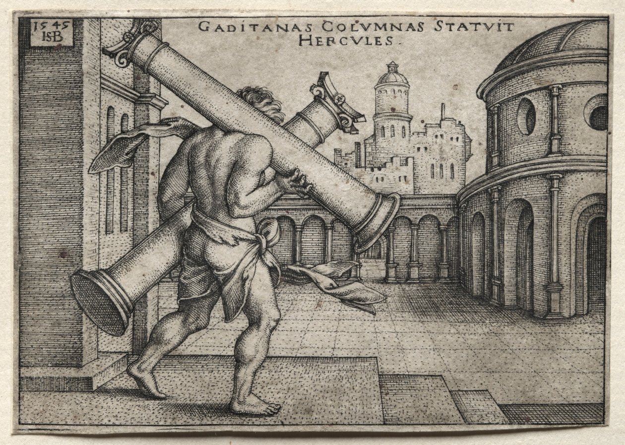 The Labors of Hercules: Hercules Carrying the Columns of Gades by Hans Sebald Beham