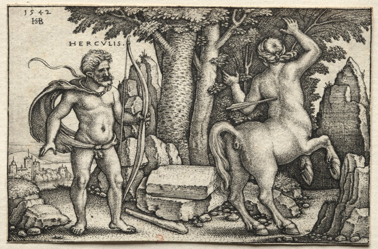The Labors of Hercules: Hercules Shooting Nessus by Hans Sebald Beham