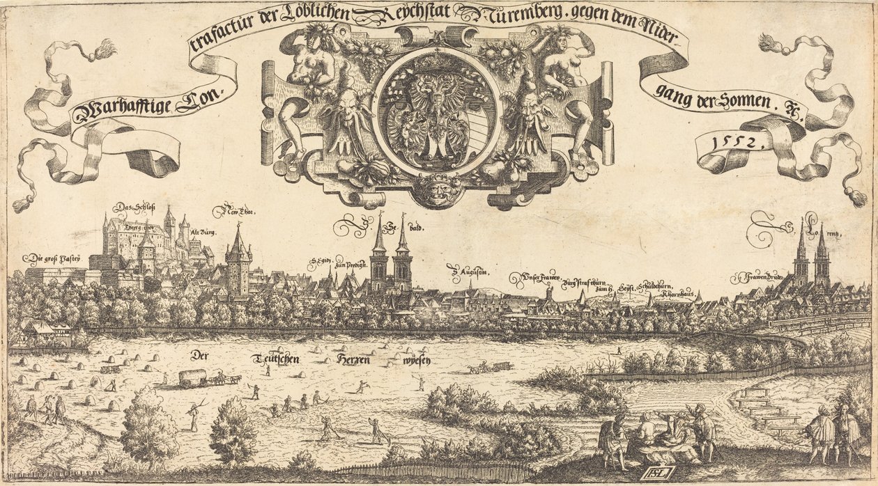 View of Nuremberg from the West [center section], 1552 by Hans Sebald Lautensack