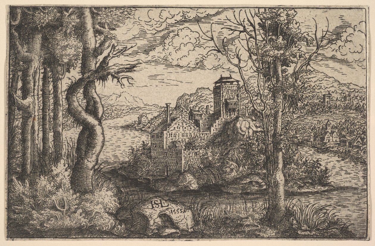View on a River, with a Castle on an Island by Hans Sebald Lautensack