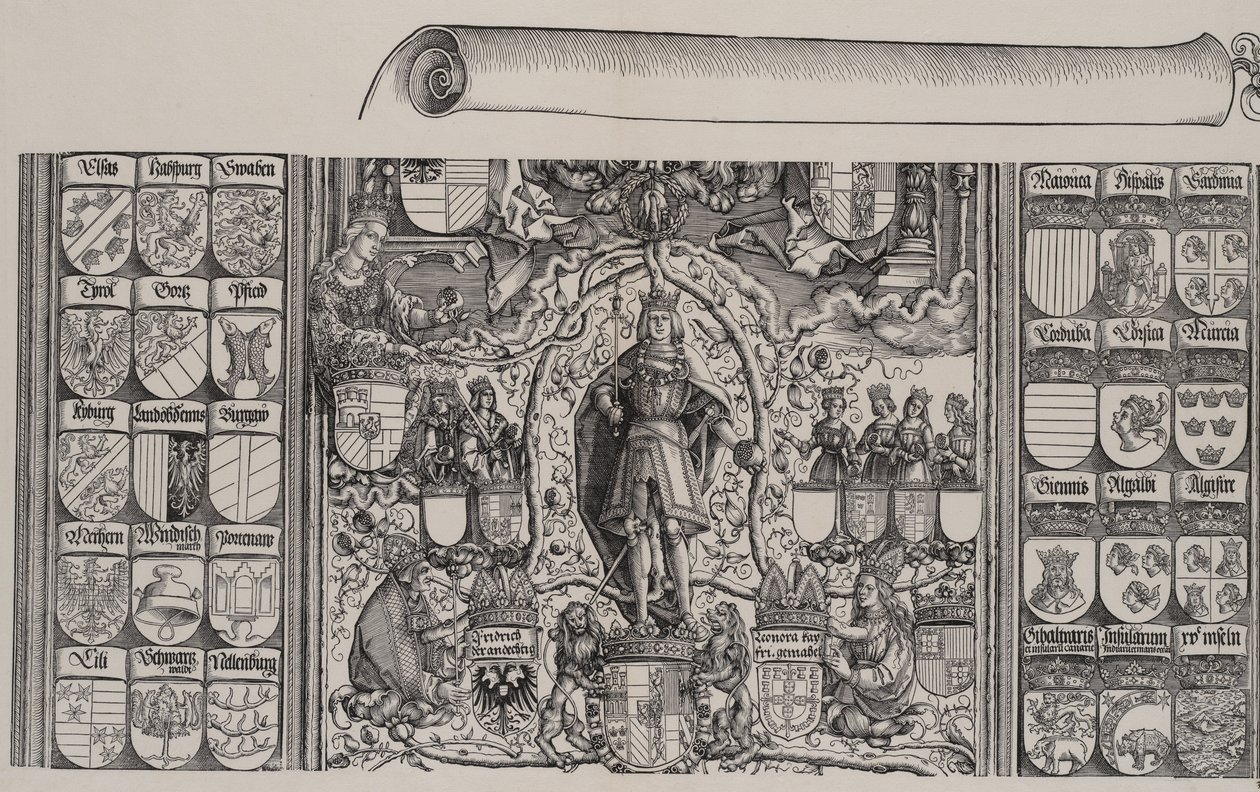The Upper Portion of the Genealogy of Maximilian, with the Right Edge of the Scroll by Hans Springinklee