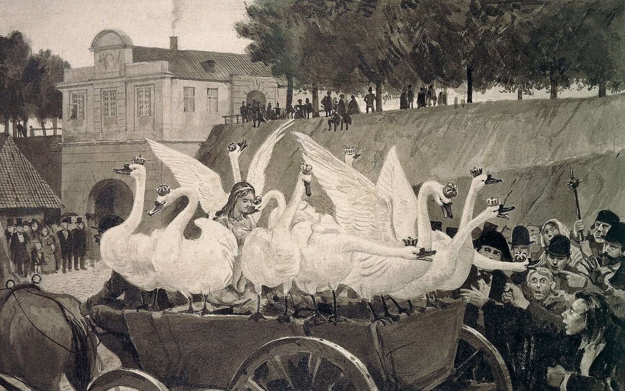 Wild Swans, illustration by Hans Tegner for fairy tale by Hans Christian Andersen by Hans Tegner