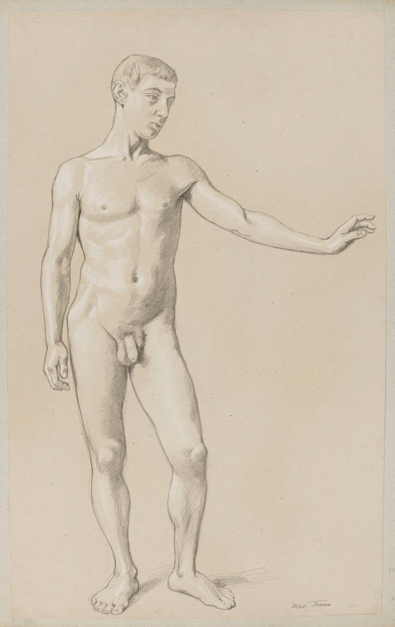 Nude Young Man by Hans Thoma