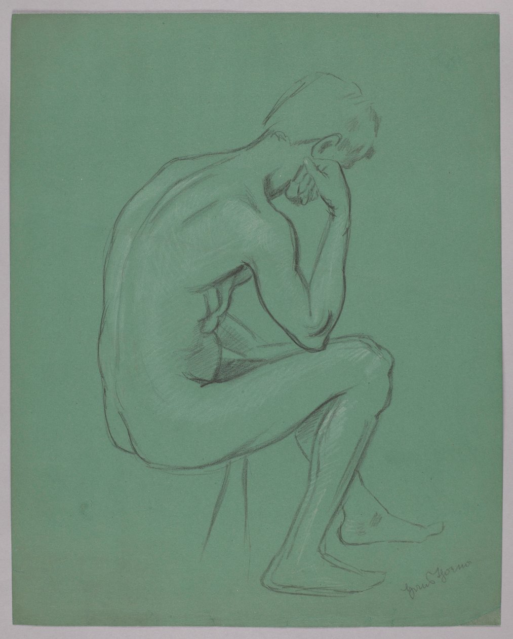 Nude of a Seated Man by Hans Thoma