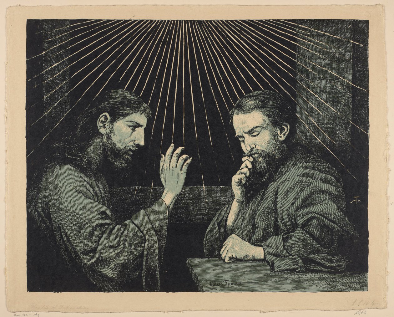Christ and Nicodemus by Hans Thoma