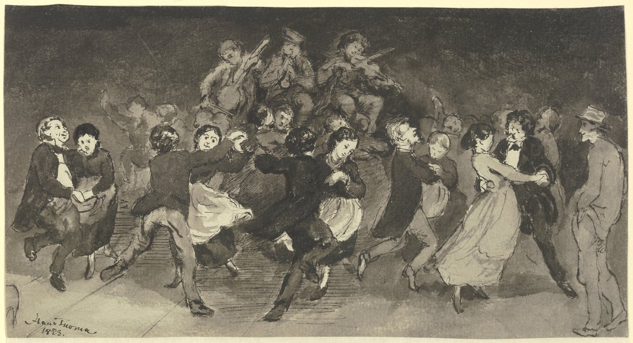 Dancing Couples in an Inn by Hans Thoma