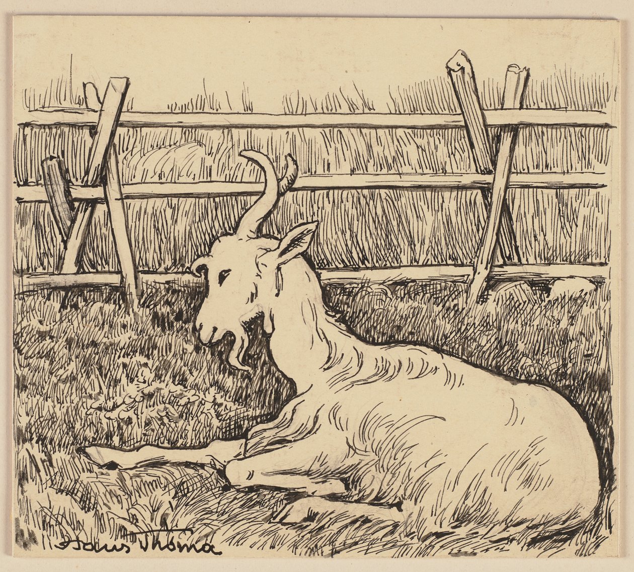 Drawing for the Primer: Goat by Hans Thoma