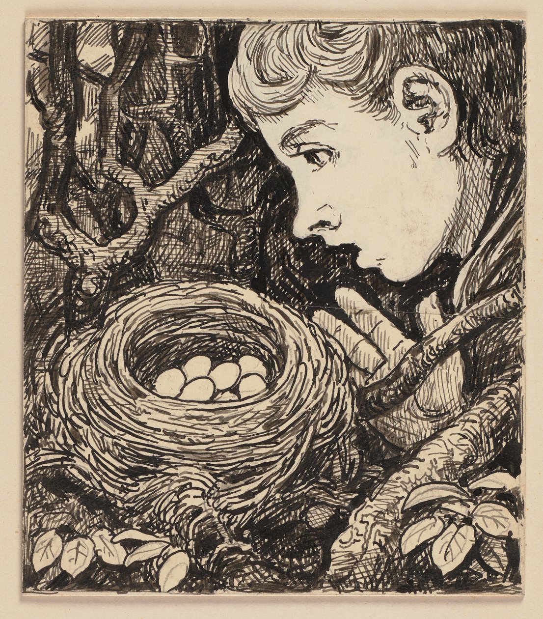 Drawing for the Primer: Nest by Hans Thoma