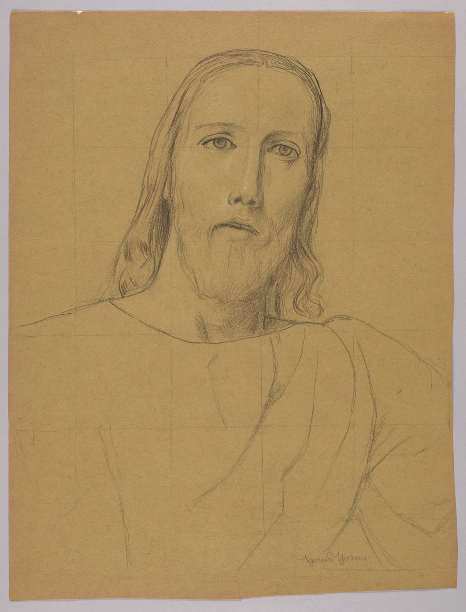 Head of Christ, verso: Crucifixion of Christ by Hans Thoma